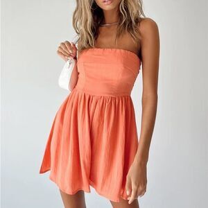 Strapless Orange Jumpsuit